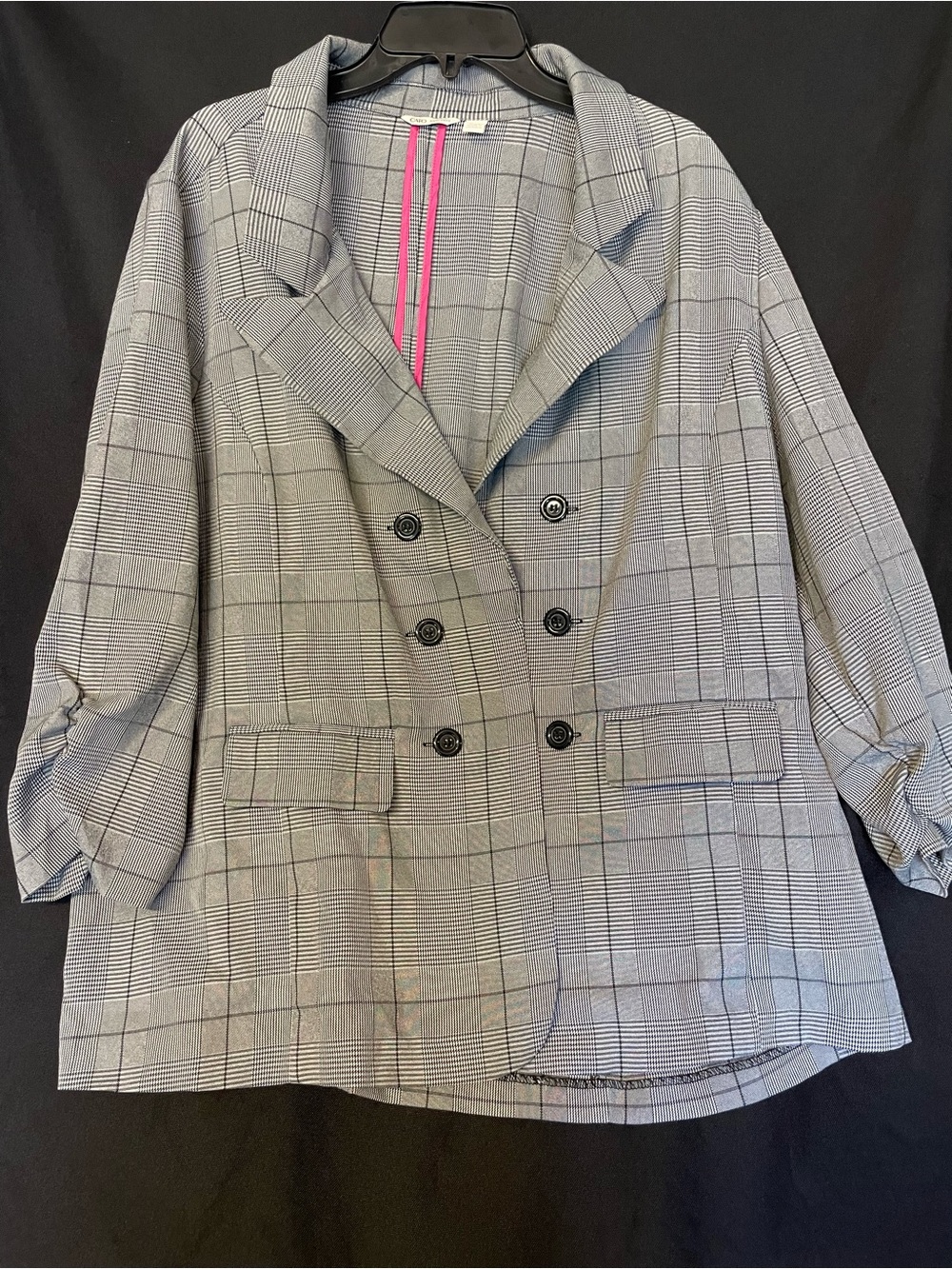 Cato Gray Plaid Double-Breasted Women's Blazer